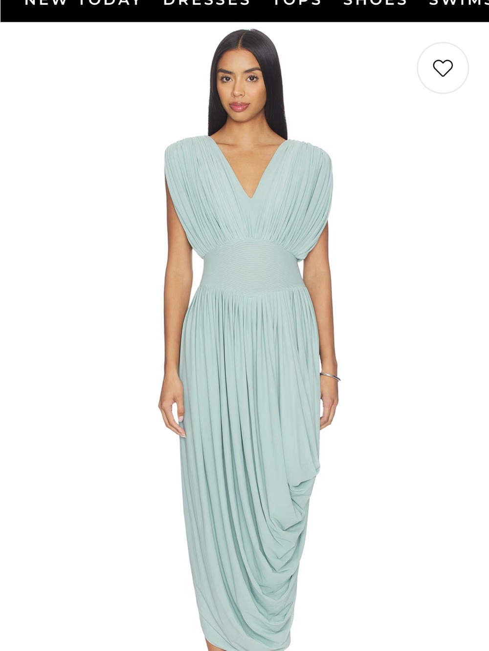 Pleated V-Neck Maxi Dress in Light Aqua